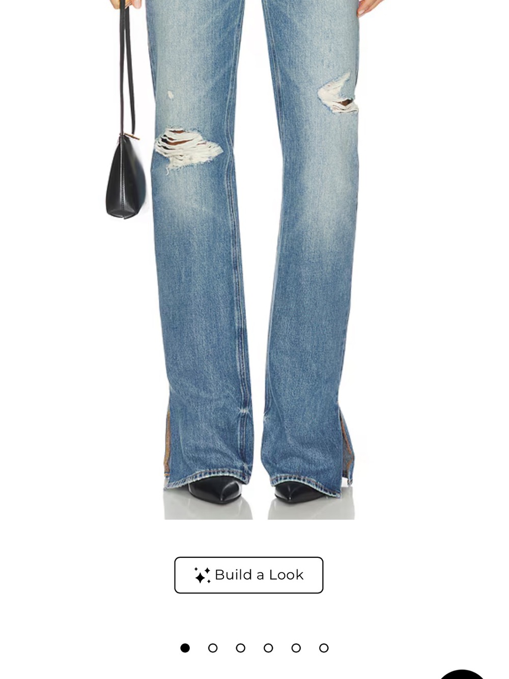 Good American Light Blue Distressed Flare Jeans